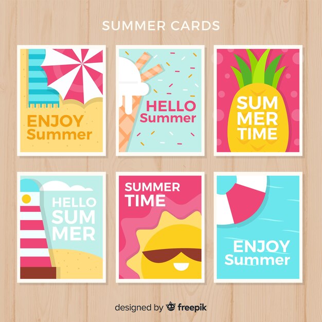 Set de tarjetas de verano