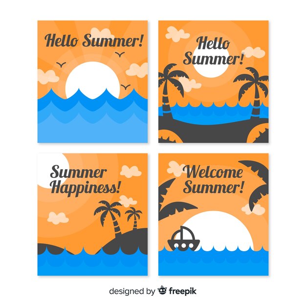 Set de tarjetas de verano