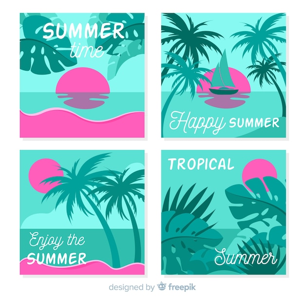 Set de tarjetas de verano