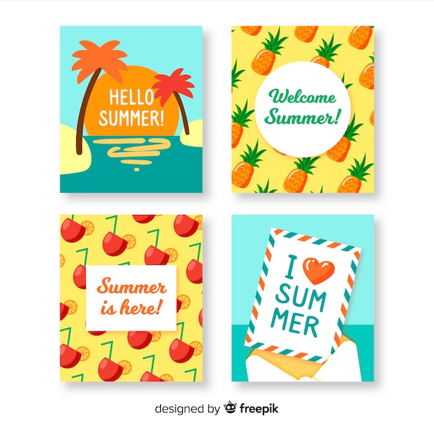 Set de tarjetas de verano