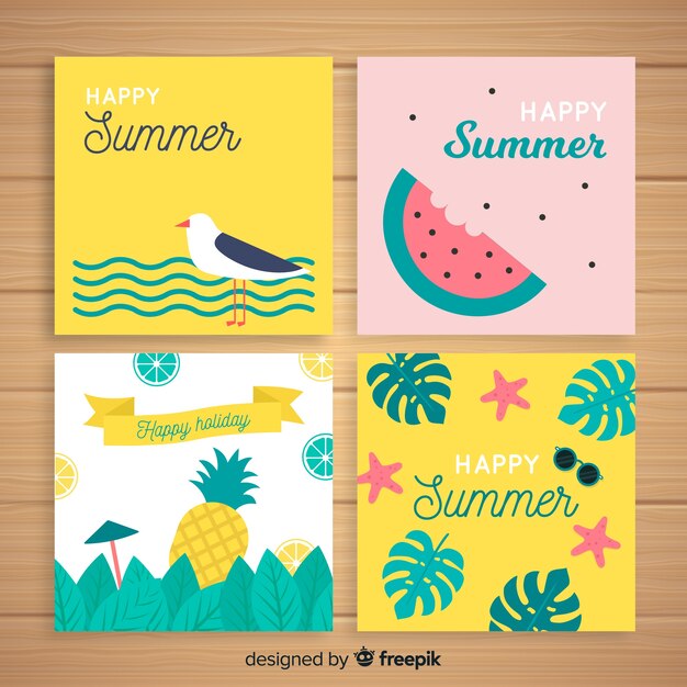 Set de tarjetas de verano