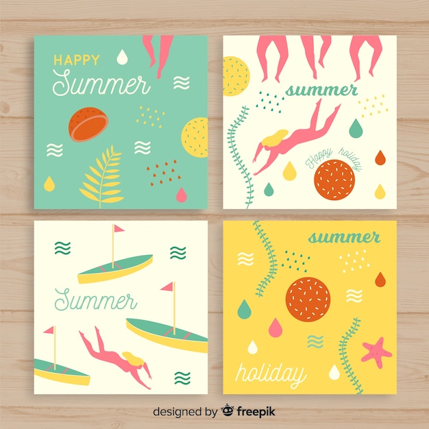 Set de tarjetas de verano