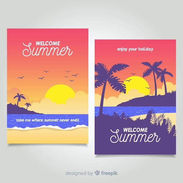 Set de tarjetas de verano