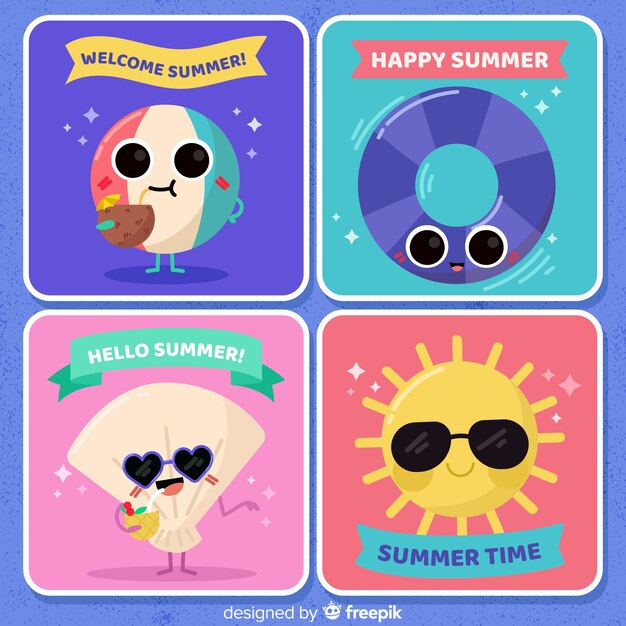 Set de tarjetas de verano
