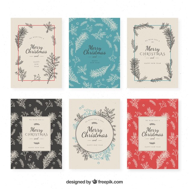 Set de tarjetas vintage de navidad