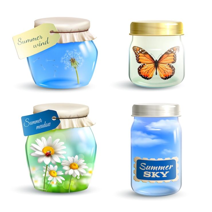 Vector gratuito set de tarros de verano