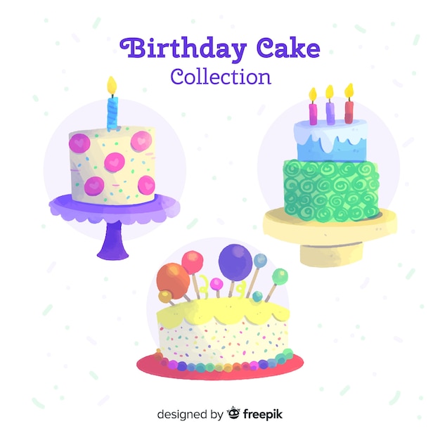 Vector gratuito set de tartas de cumpleaños