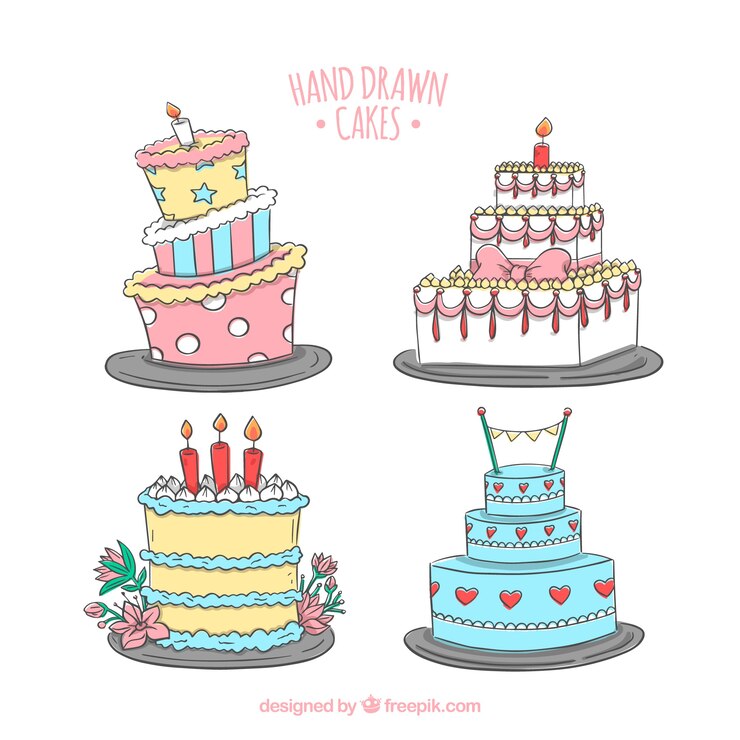Vector gratuito set de tartas en estilo hecho a mano