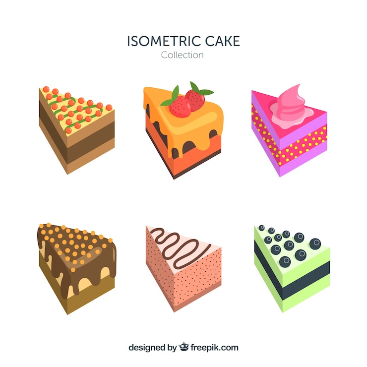 Vector gratuito set de tartas en estilo plano