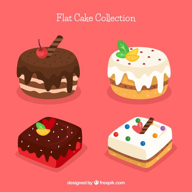 Set de tartas en estilo plano