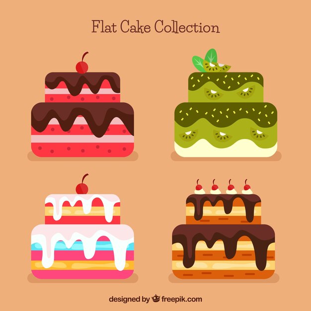 Set de tartas en estilo plano