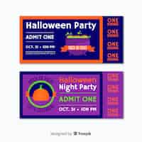 Vector gratuito set de tickets coloridos para fiesta de halloween dibujados a mano