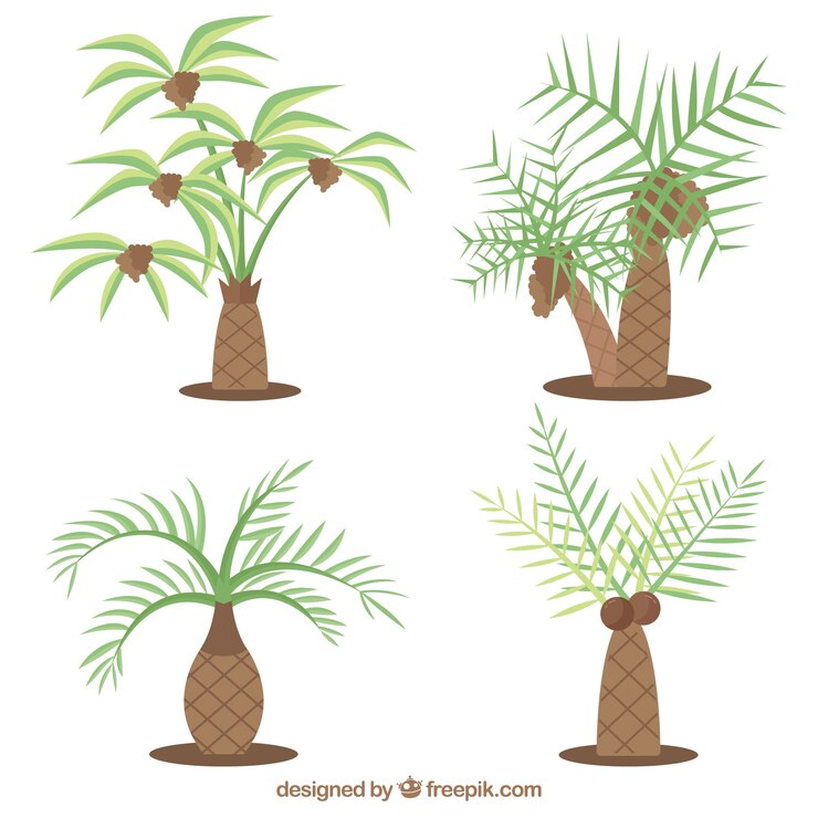 Vector gratuito set de tipos de palmeras 