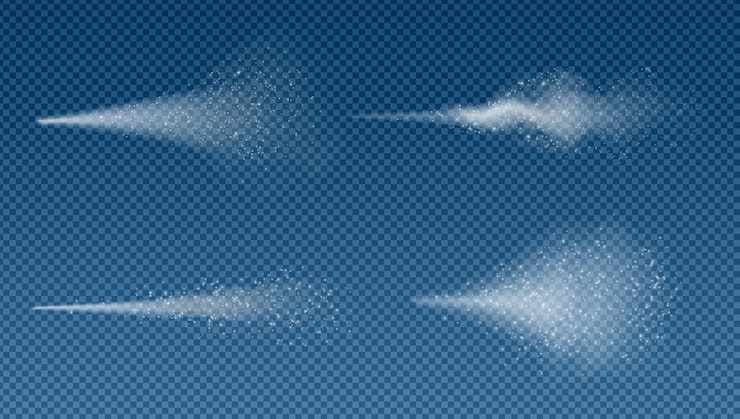 Vector gratuito set transparente spray viento y nieve