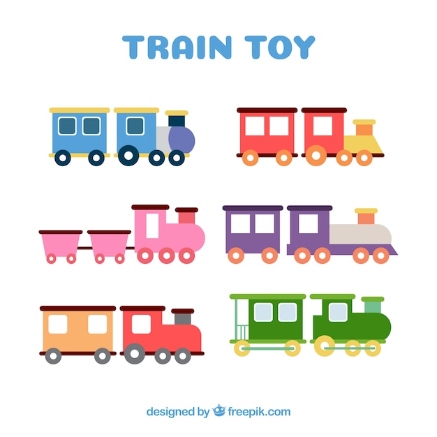 Vector gratuito set de trenes de juguete