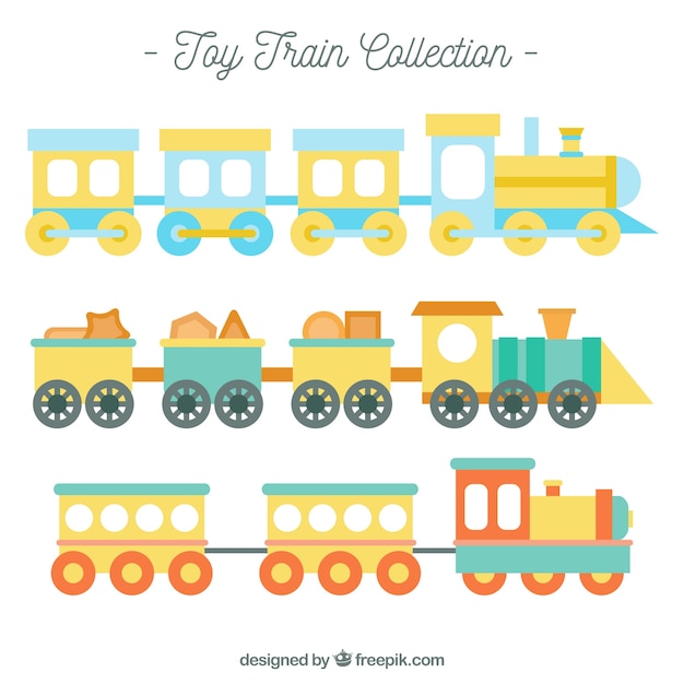 Set de trenes de juguetes en colores pastel