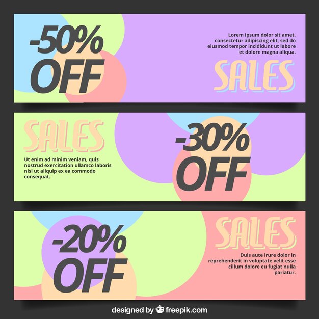 Set de tres banners abstractos de rebajas 