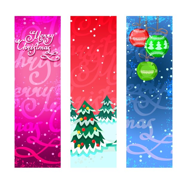 Set de tres banners coloridos para navidad