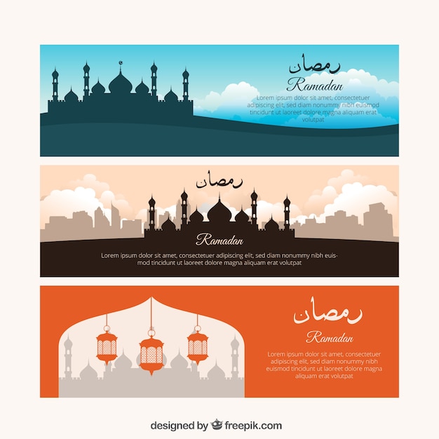 Set de tres banners de ramadan