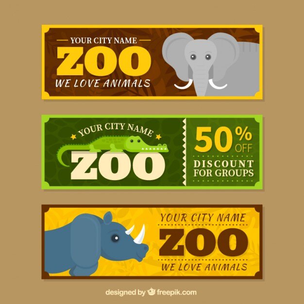 Set de tres banners de rebajas de zoo