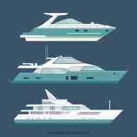 Vector gratuito set de tres barcos modernos