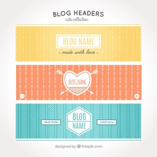 Set de tres cabeceras de blog en estilo vintage 