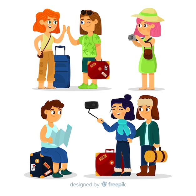 Vector gratuito set de turistas