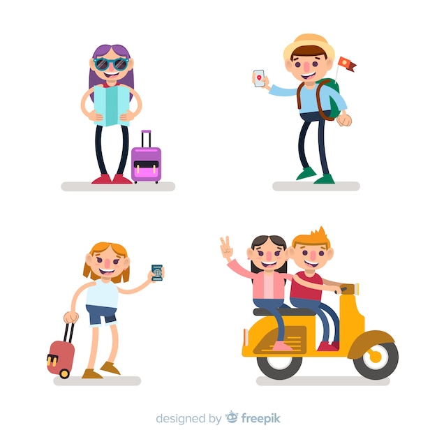 Vector gratuito set de turistas