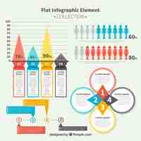 Vector gratuito set con variedad de artículos infográficos planos