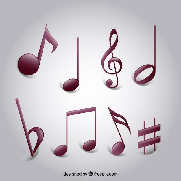 Vector gratuito set de variedad de notas musicales