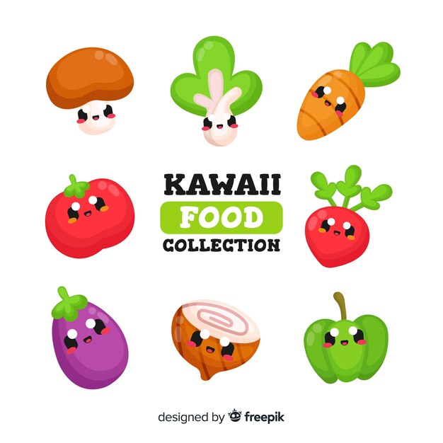 Set de verduras en estilo kawaii