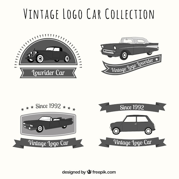 Vector gratuito set vintage de logos de coches