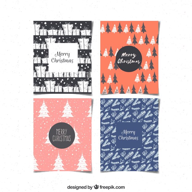 Set vintage de tarjetas de navidad