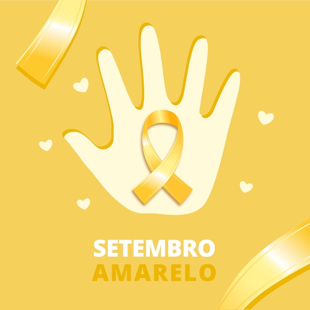 Vector gratuito setembro amarelo fondo con mano