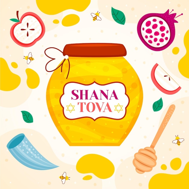 Vector gratuito shana tova dibujado a mano