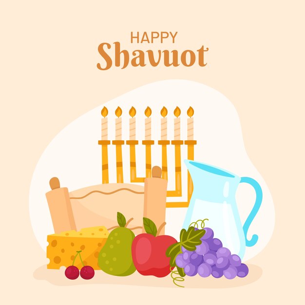 Vector gratuito shavuot plano dibujado a mano