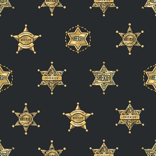 Vector gratuito sheriff badges de patrones sin fisuras