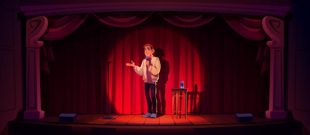 Show de comedia stand up comediante de micrófono abierto en el escenario