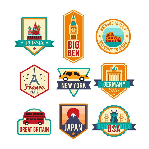 Showplace ilustración con todos los edificios famosos.