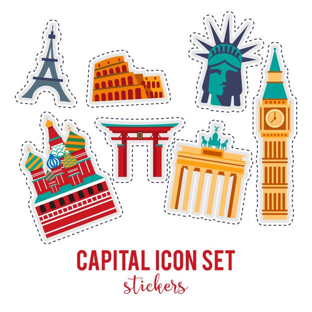 Showplace ilustración con todos los edificios famosos.