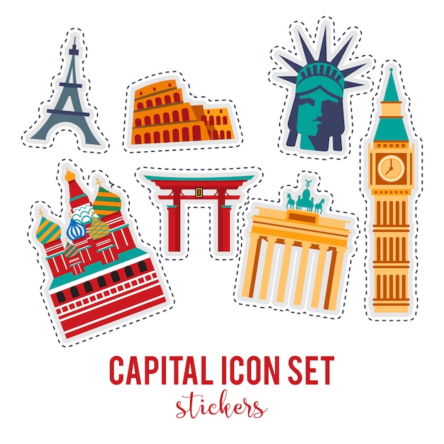 Showplace ilustración con todos los edificios famosos.
