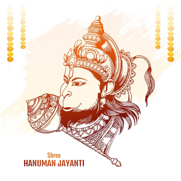 Shree Hanuman Jayanti festival de la India con el diseño del boceto de Lord Hanuman