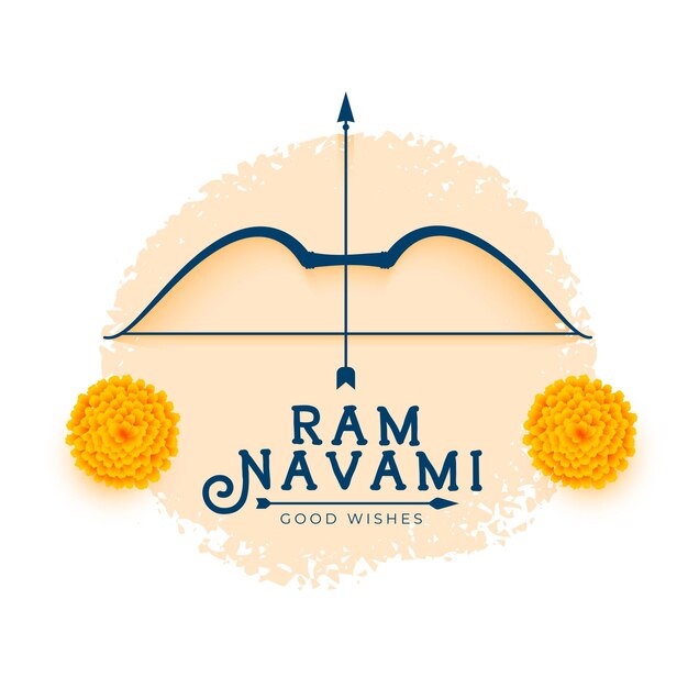 Shree ram navami desea tarjeta con arco flecha y flor