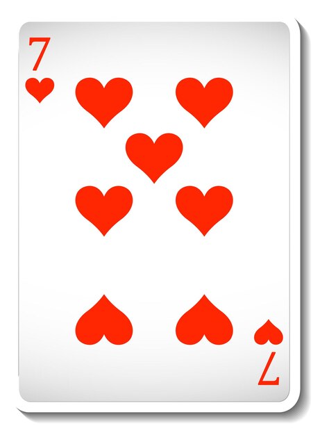 Siete de corazones naipe aislado