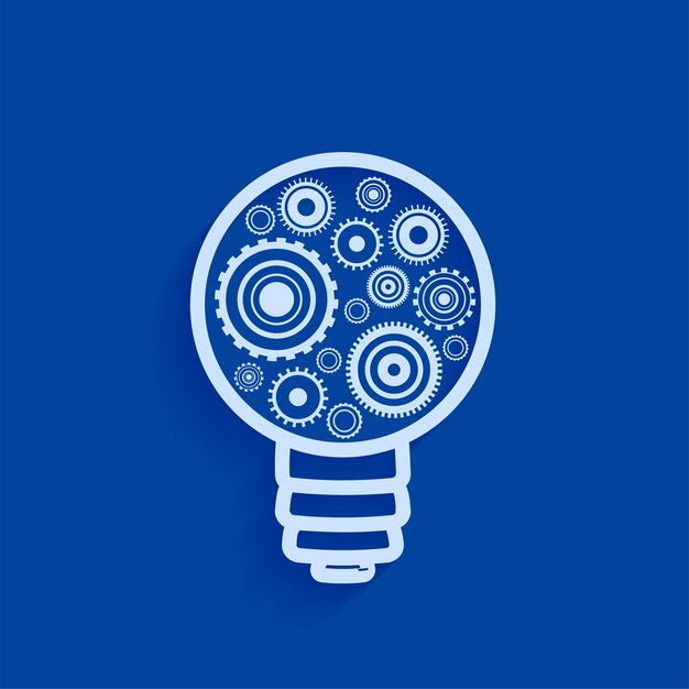 Signo de bombilla con engranajes concepto de idea de aprendizaje eficaz