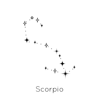 Signo de la constelación del zodíaco símbolo del horóscopo astrológico de escorpio en el vector de fondo blanco