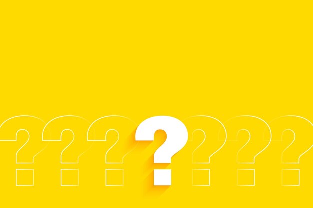 Signo de interrogación frecuente en fondo amarillo para consultas e ideas