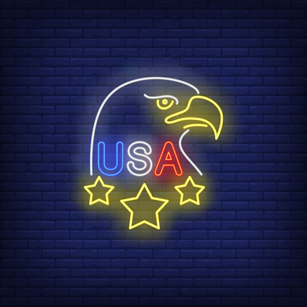 Signo de neón de águila de estados unidos