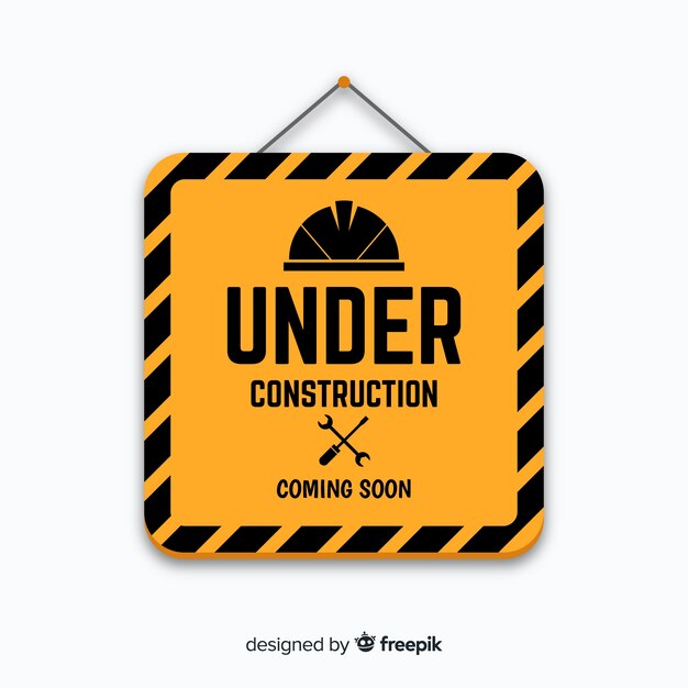 Signo plano amarillo en construcción