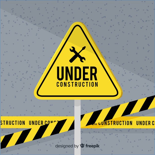 Signo plano amarillo en construcción